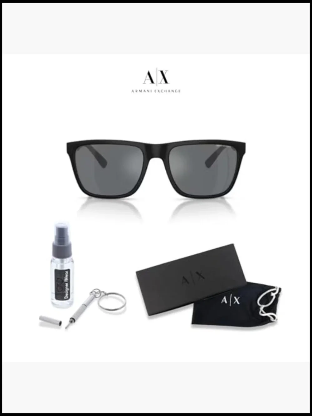 Square Sunglasses with Microfiber Cloth & Lens Spray Kit
